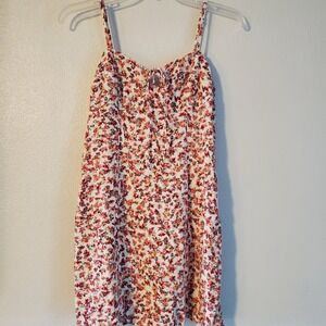Aeropostale Floral Print Mini‎ Dress M Linen Blend Summer Cottagecore Babydoll